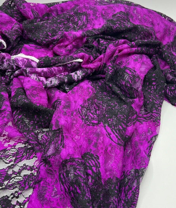 Purple Mix Floral Lace Fabric Stretch