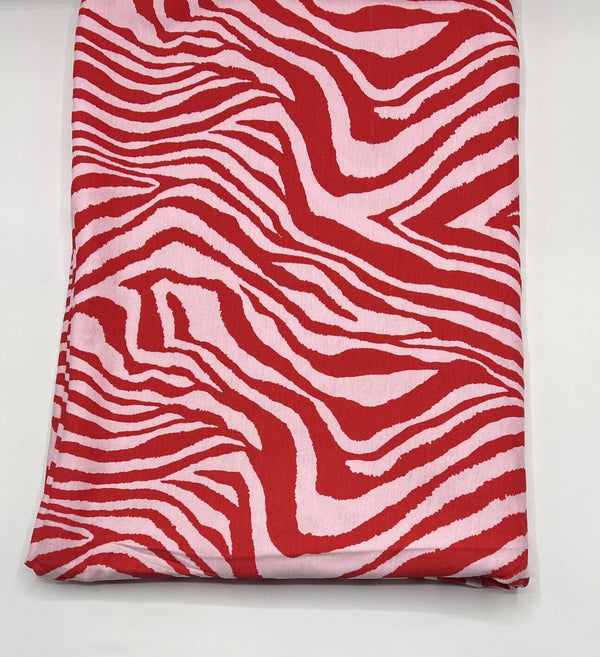 Red Soft Pink Zebra Print Viscose Elastane Fabric