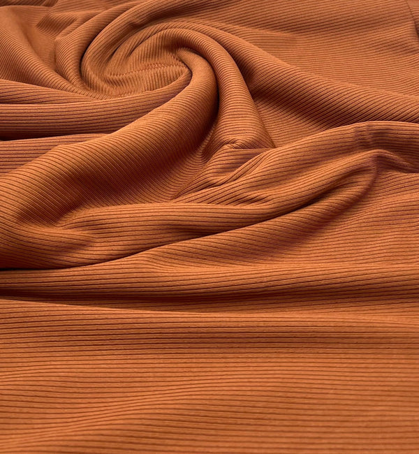 Rust 2X1 Fine Rib Stretch Fabric