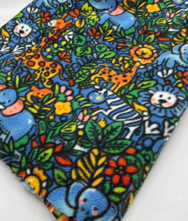 Safari Animals Printed Anti-Pil Polar Fleece Fabric Blanket Loungewear