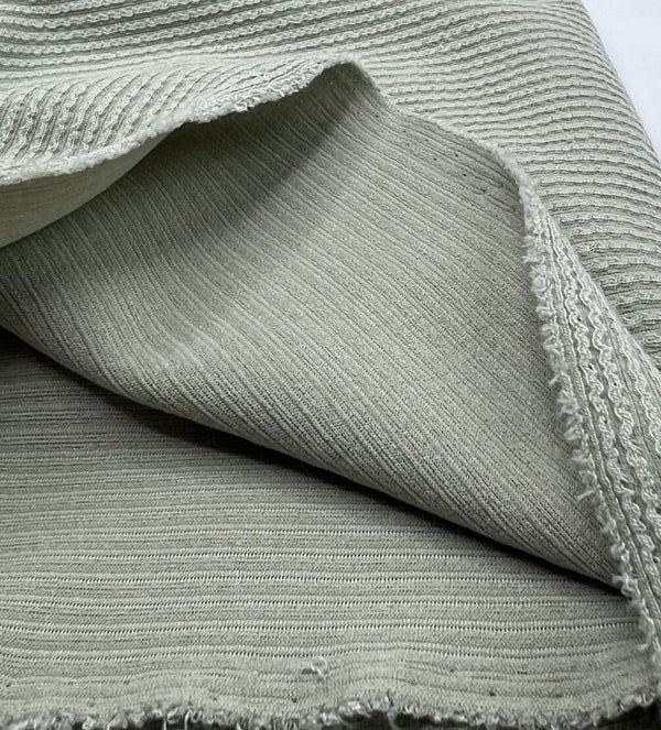 Sage Crinkle Rib Stretch Fabric