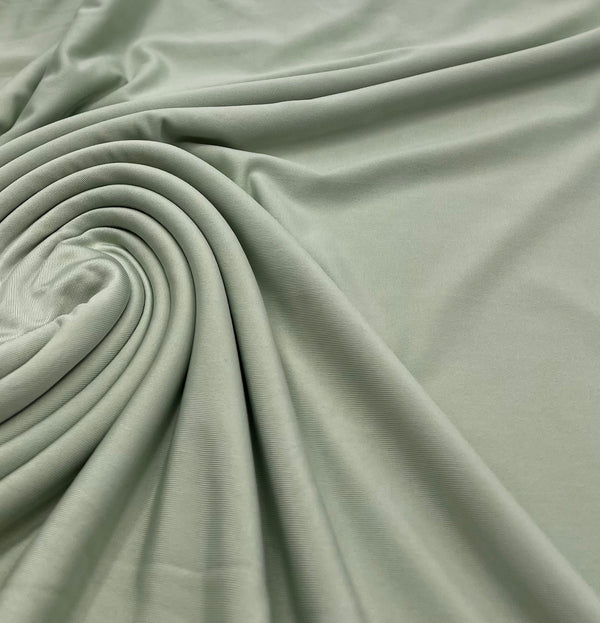Sage Green Plain Shiny Soft Touch Slinky 4 Way Stretch Fabric