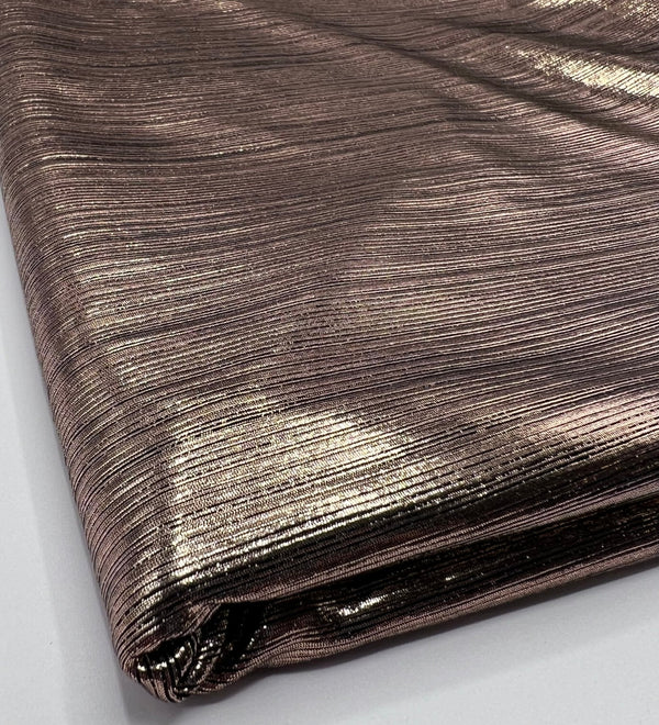 Shiny Bronze Metallic Foil Rib Fabric
