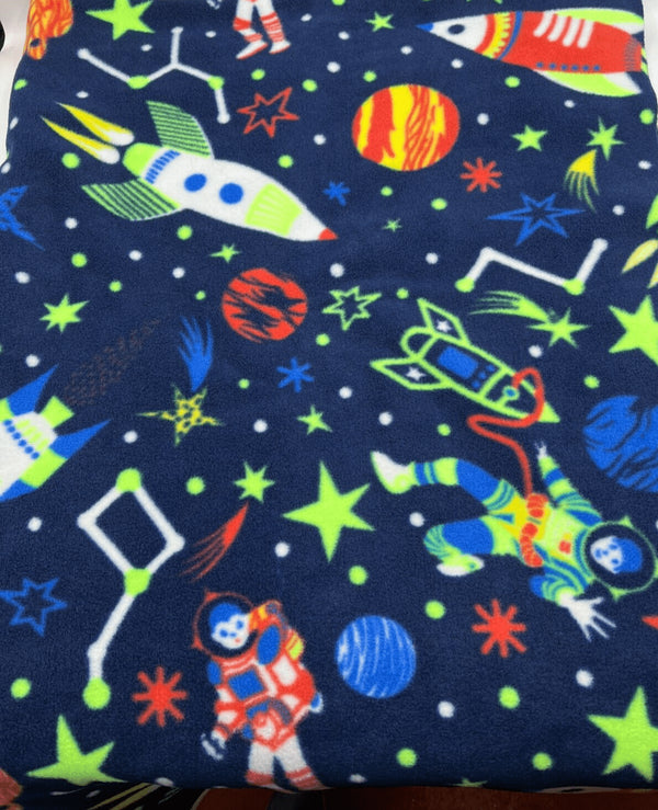 Space Printed Anti-Pil Polar Fleece Fabric Blanket Loungewear