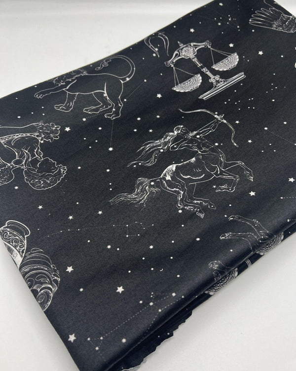Star Sign Print Spun Poly Stretch Fabric