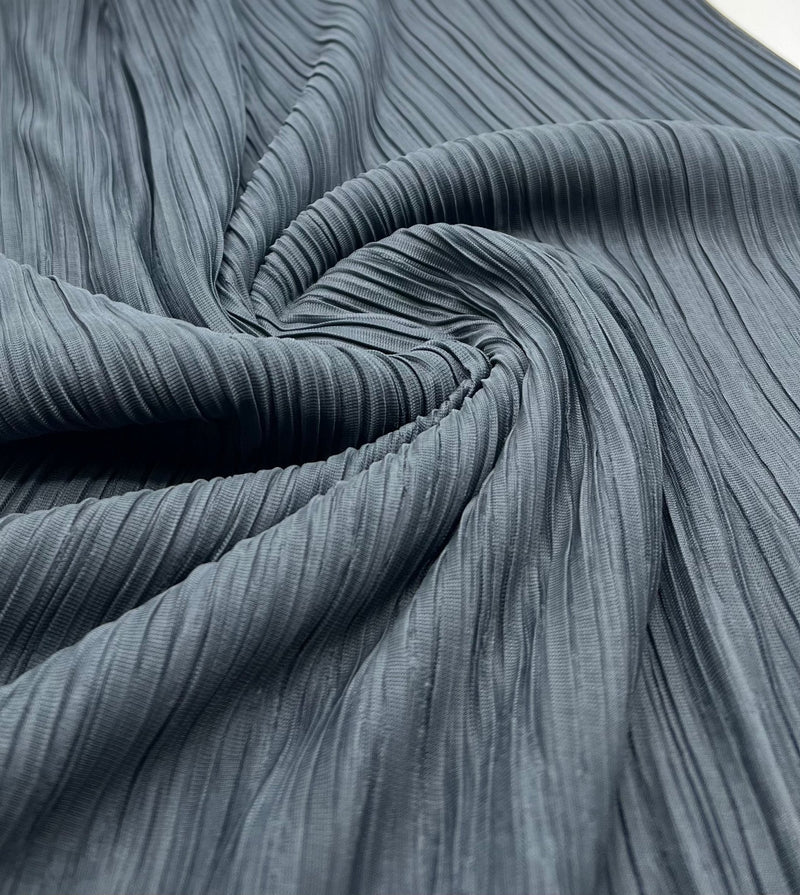 Steel Pleated Plisse Stretch Fabric