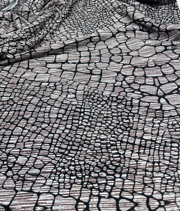 Stone Black Animal Mix Print Soft Touch 4 Way Stretch Fabric