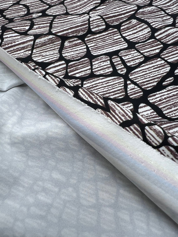 Stone Black Animal Mix Print Soft Touch 4 Way Stretch Fabric