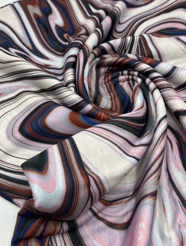 Swirl Mix Print Spun Poly Stretch Fabric