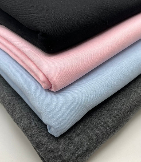 Baby Pink Thick Cotton Mix Sweatshirt Fabric 250 GSM 2 Way Stretch