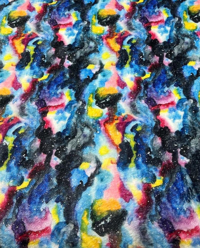 Watercolour Rainbow Galaxy Cuddle Fleece Fabric Blanket Loungewear