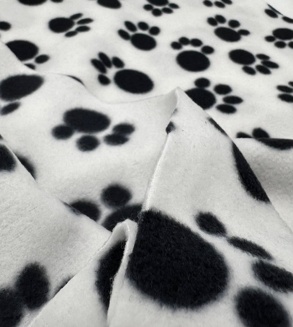 White Paws Printed Anti-Pil Polar Fleece Fabric Blanket Loungewear