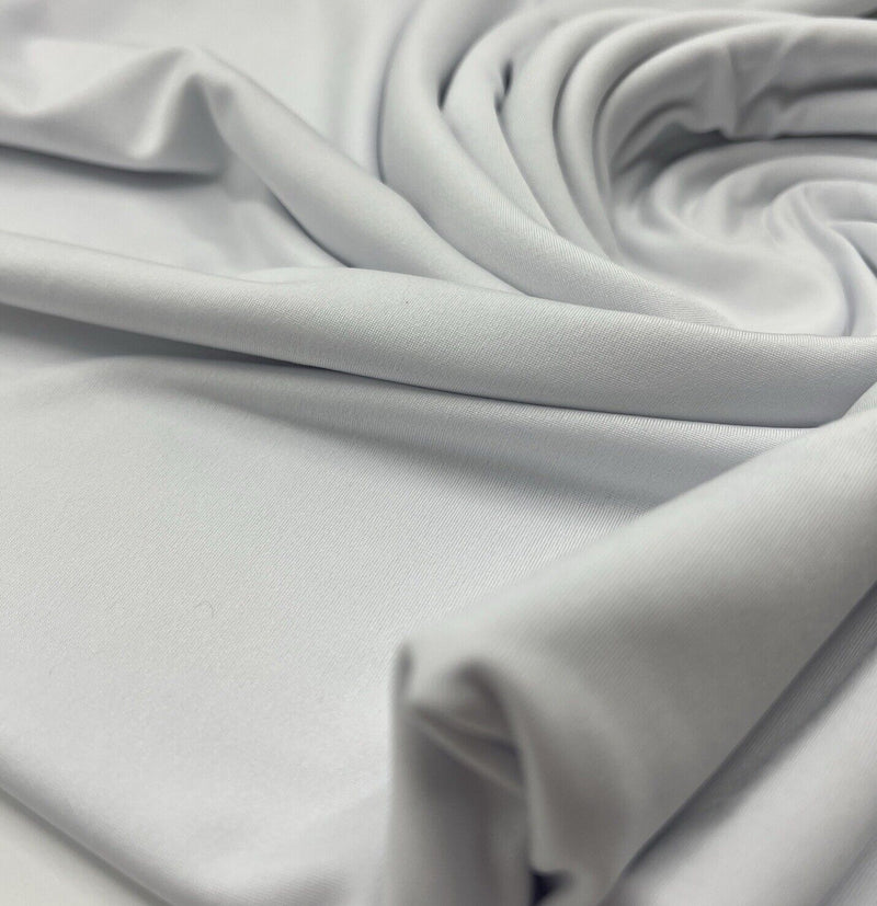 White Plain Shiny Soft Touch Slinky 4 Way Stretch Fabric