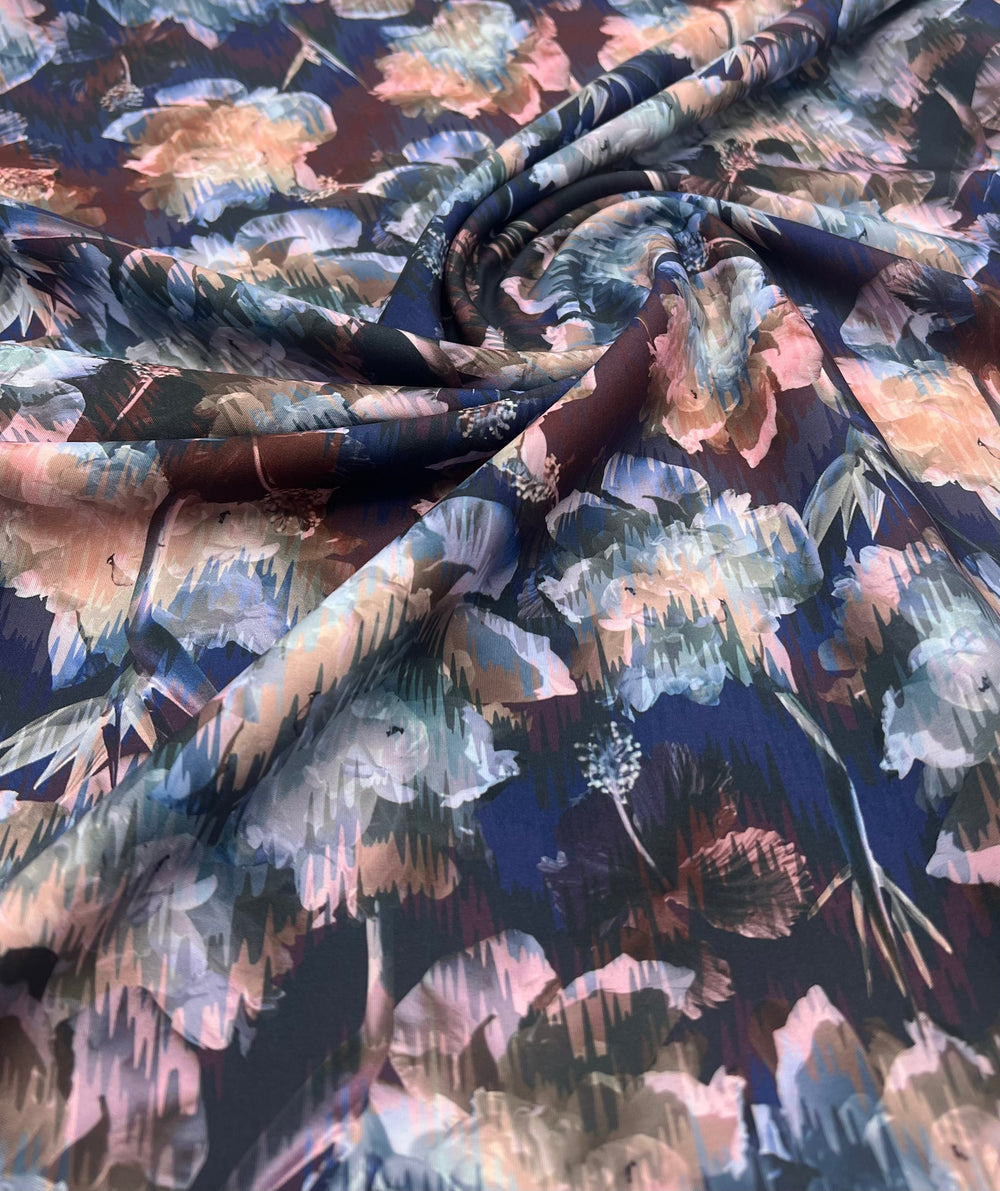 Purple Mix Floral Lightweight Fabric 110GSM Non Stretch