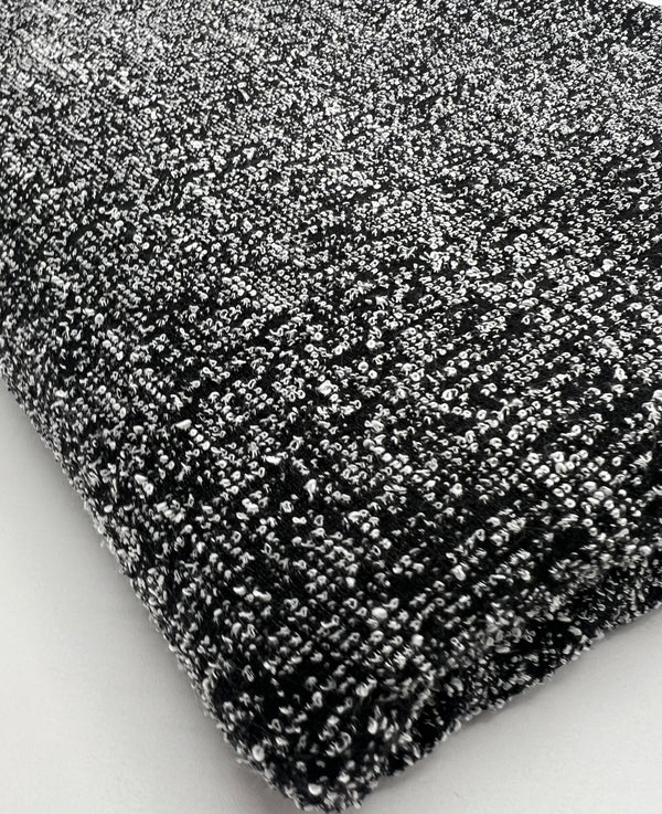 Black Grey Slubbed Knit Textured Stretch Fabric