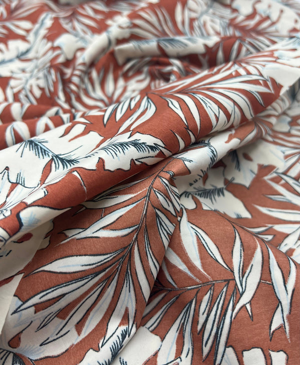 Terracotta Leave Lightweight Fabric 70GSM Non Stretch