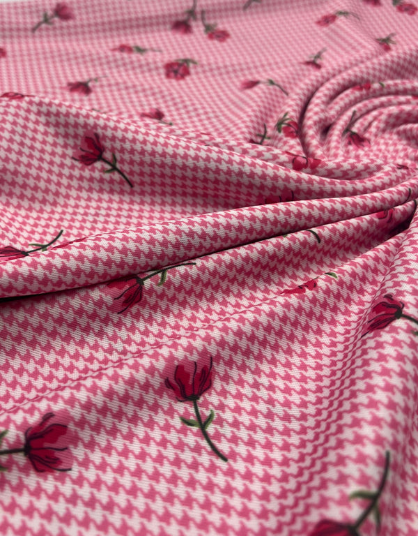 Pink Flower Floral Lightweight Stretch Fabric