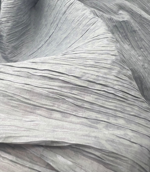 Grey Detailed Crinkled Lightweight Non Stretch Fabric
