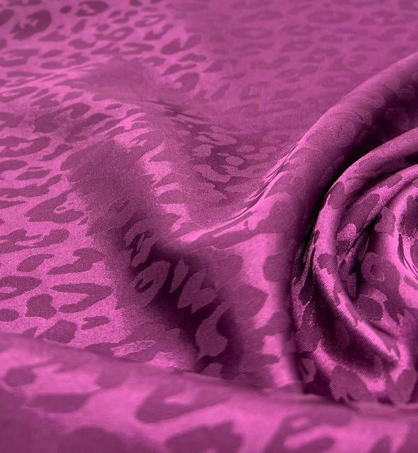 Purple Animal Silky Satin Feel Non Stretch Fabric