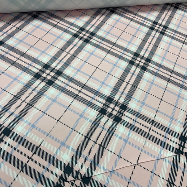 Pink Check Scuba Foam 3D Mono Jersey Fabric 2 Way Stretch