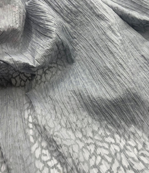 Grey Detailed Crinkled Lightweight Non Stretch Fabric