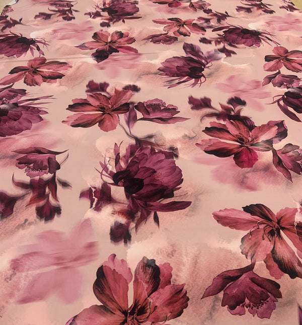 Rose Large Floral Print ITY Fabric 2 Way Stretch