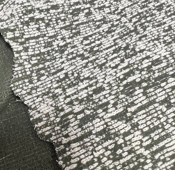 Khaki White Slubbed Knit Textured Stretch Fabric