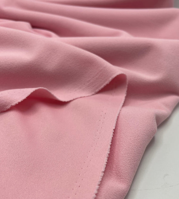 Plain Baby Pink Scuba Crepe Stretch Jersey Fabric 4 Way Stretch
