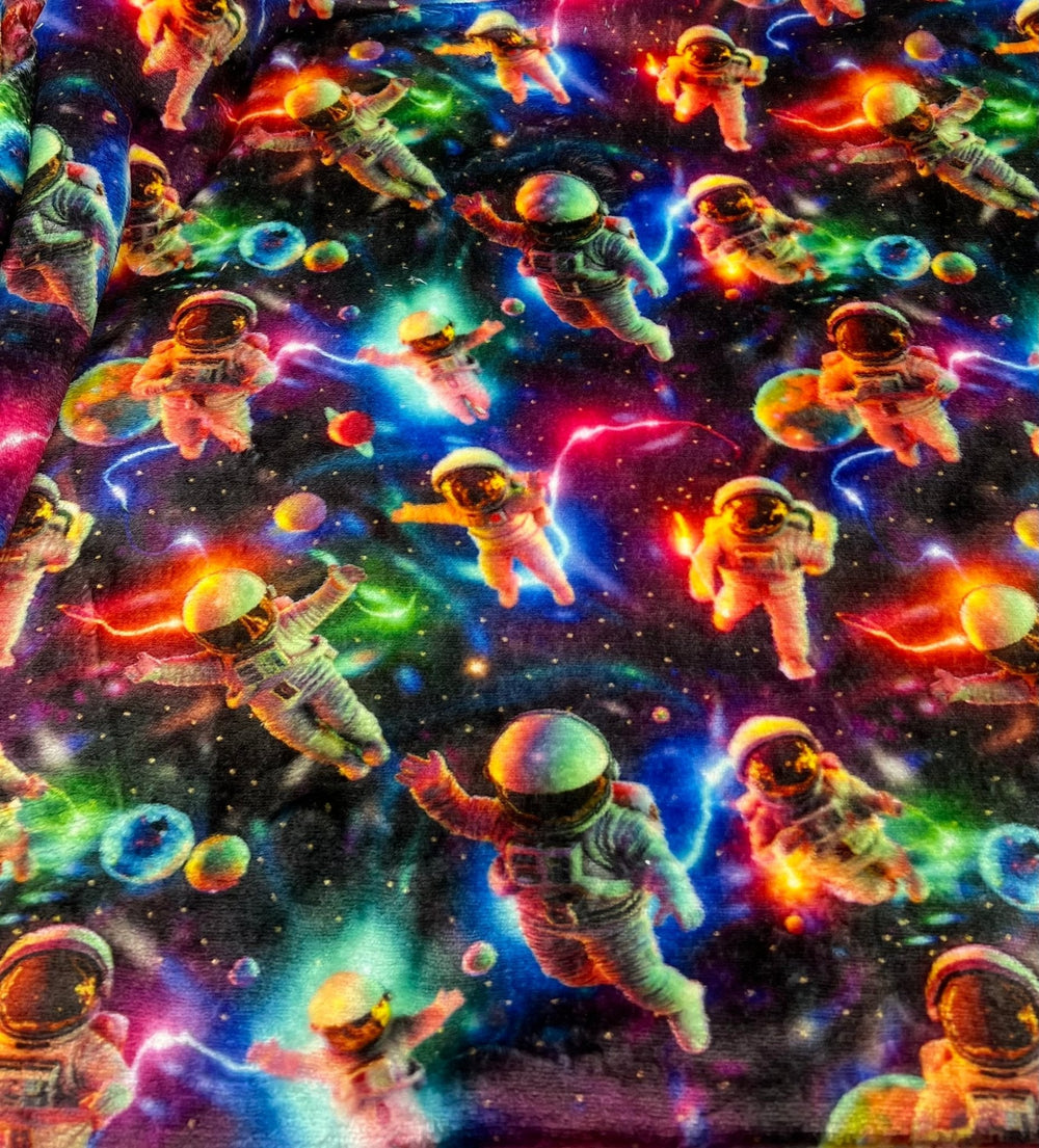 3D Astronauts Cuddle Fleece Fabric Blanket Loungewear