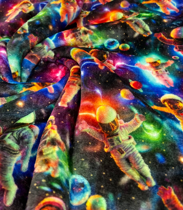 3D Astronauts Cuddle Fleece Fabric Blanket Loungewear