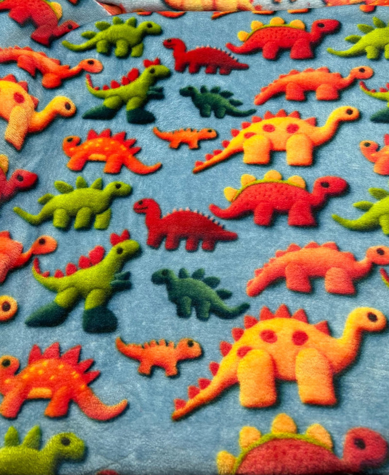 3D Dinos Cuddle Fleece Fabric Blanket Loungewear