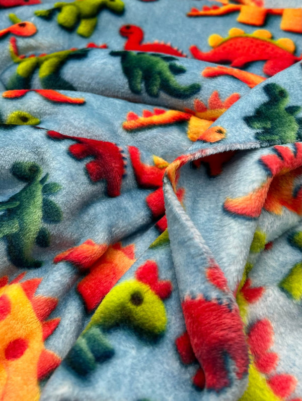 3D Dinos Cuddle Fleece Fabric Blanket Loungewear