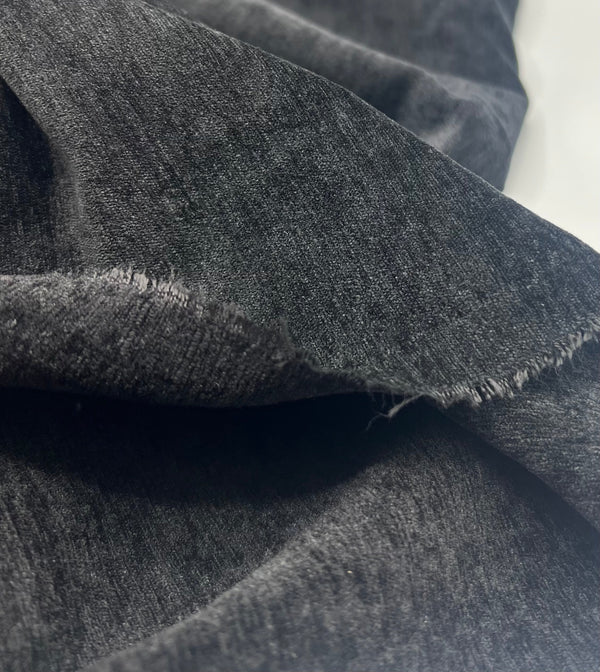Black Wool Poly Blend Flannel Non Stretch Fabric