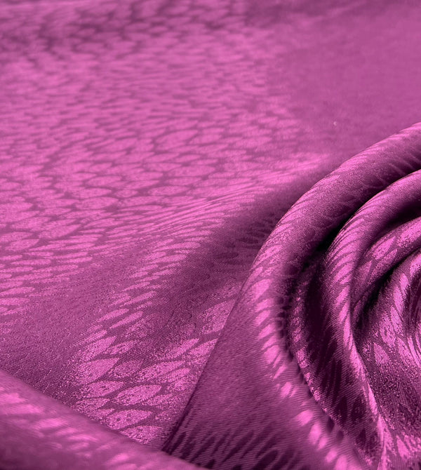 Purple Small Animal Silky Satin Feel Non Stretch Fabric