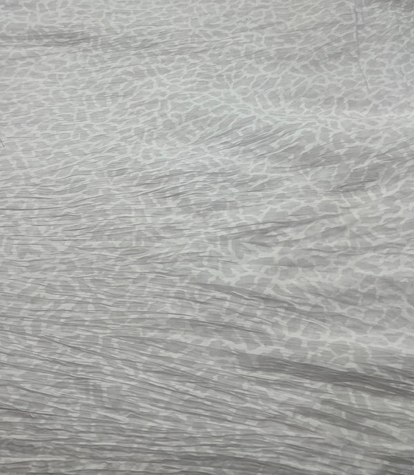 White Animal Crinkled Lightweight Non Stretch Woven Fabric
