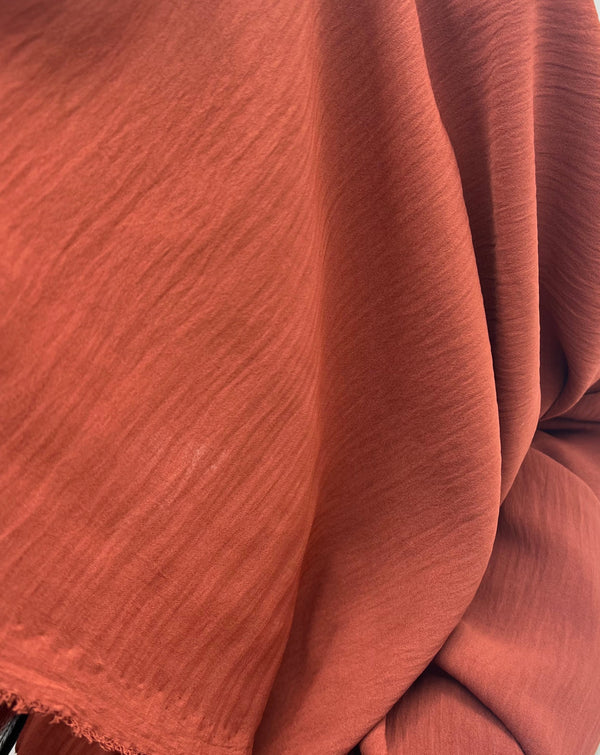 Plain Autumn Brown Ocean Crepe Stretch Fabric Non Stretch
