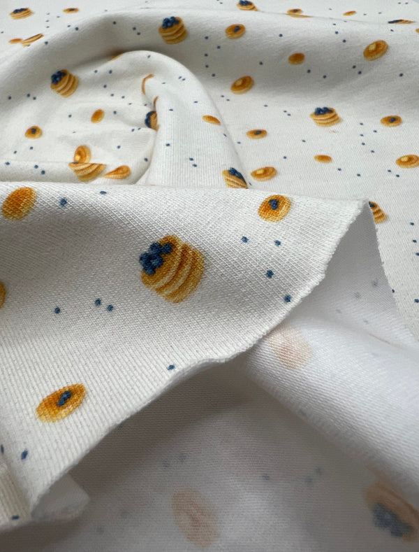 Blueberry Brunch Print Cotton Stretch Jersey 200 GSM 95/5 Lycra 4 Way Stretch