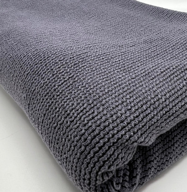 Slate Grey & Black Crinkle Rope Rib Stretch Fabric