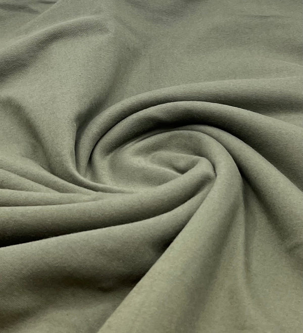 Khaki Green Cotton Stretch Jersey 200 GSM 95/5 Lycra 4 Way Stretch