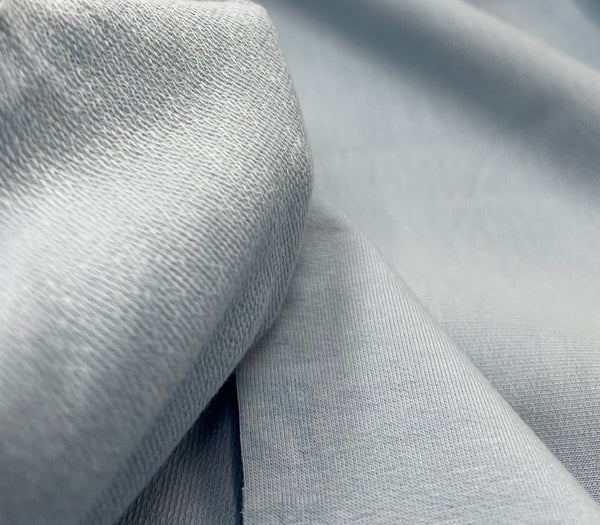 Sky Blue French Terry Loopback Cotton Jersey 230 GSM 95/5 Lycra 4 Way Stretch