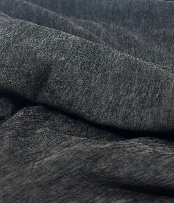Black Wool Poly Blend Flannel Non Stretch Fabric