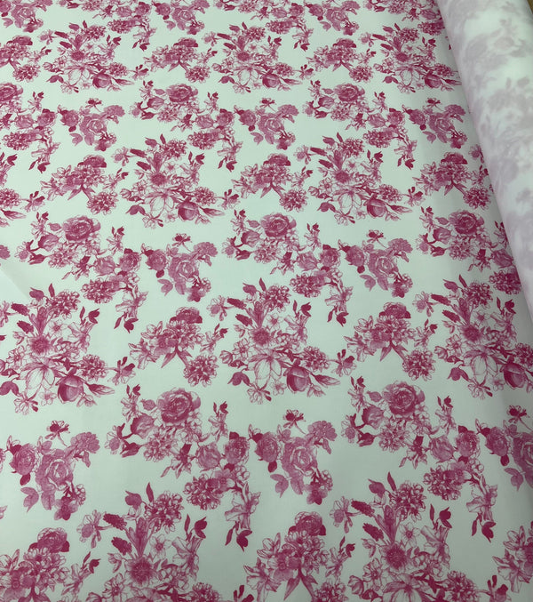 Pink Flower Scuba Foam 3D Mono Jersey Fabric 2 Way Stretch
