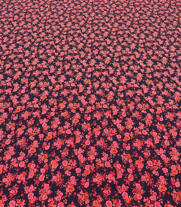 Purple Ditsy Floral Compact Crepe Fabric 2 Way Stretch