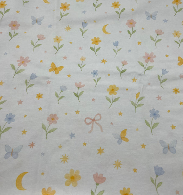 Spring Sprig Print Cotton Stretch Jersey 200 GSM 95/5 Lycra 4 Way Stretch