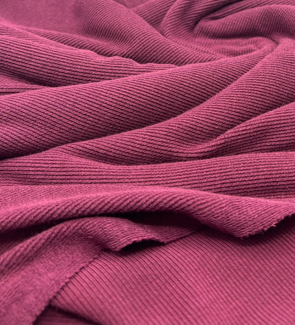 Burgundy Fine Rib 285GSM Stretch Fabric