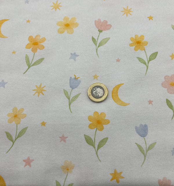 Spring Sprig Print Cotton Stretch Jersey 200 GSM 95/5 Lycra 4 Way Stretch