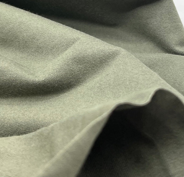 Khaki Green Cotton Stretch Jersey 200 GSM 95/5 Lycra 4 Way Stretch