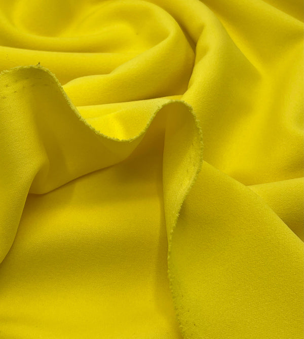 Plain Yellow Scuba Crepe Stretch Jersey Fabric 4 Way Stretch