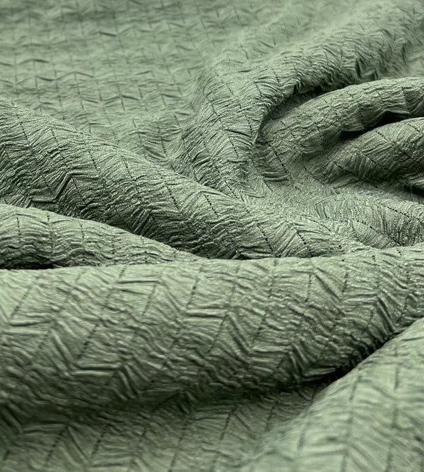 Khaki Green Textured 2 Way Stretch Fabric