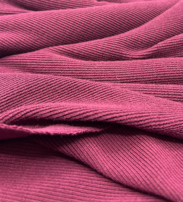 Burgundy Fine Rib 285GSM Stretch Fabric